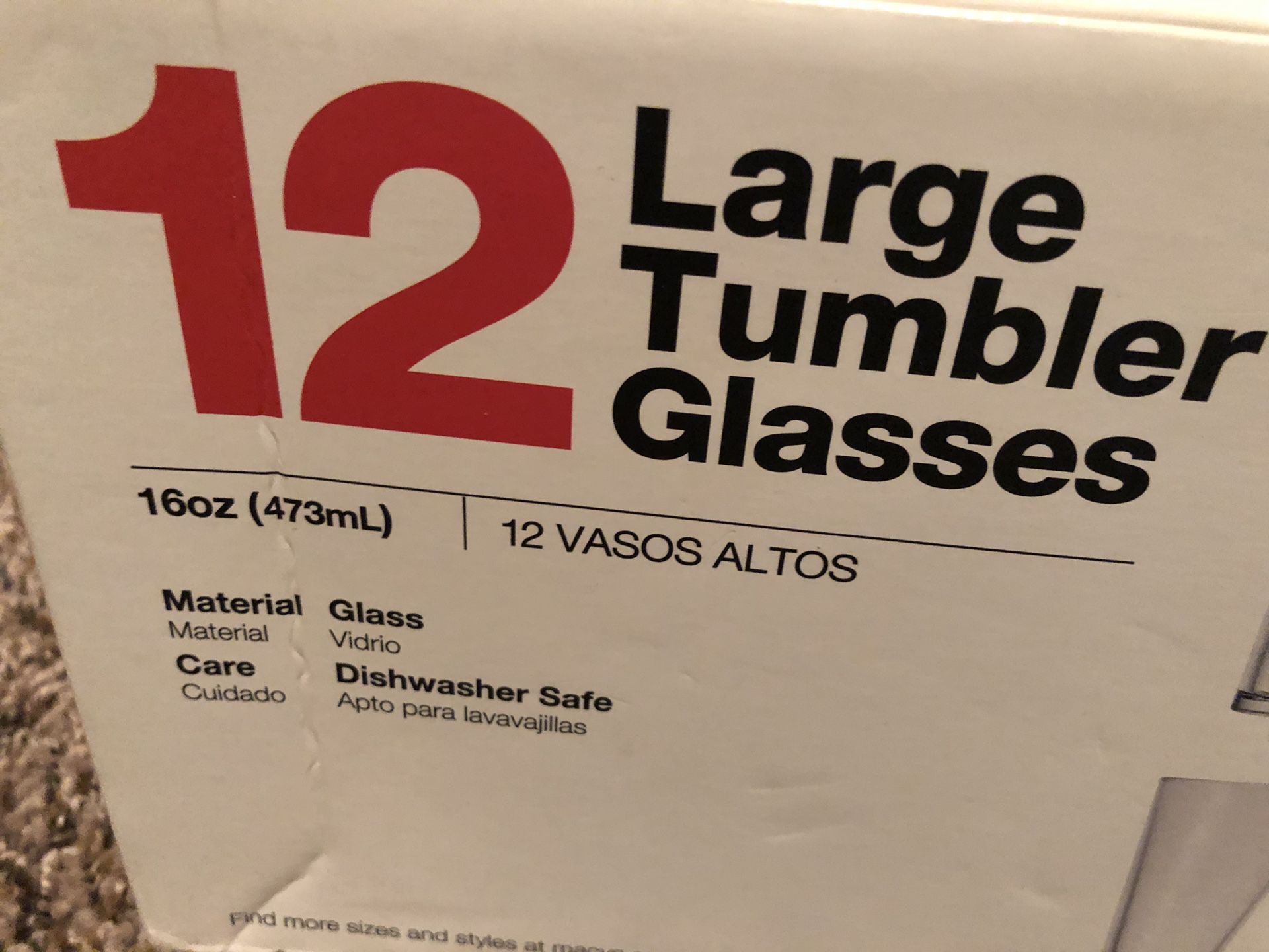 16 oz glass tumbler set. Brand new.