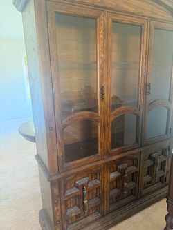 Dark Wood China Cabinet with Glass Doors