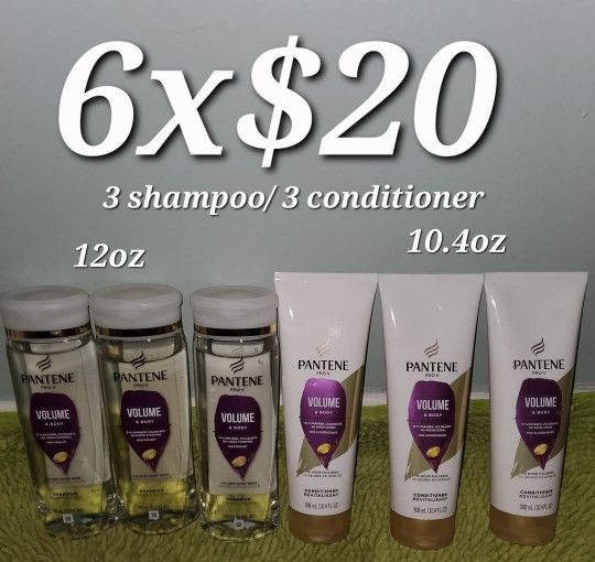 3 Shampoo And 3 Conditioner Volume Ad Body Pantene