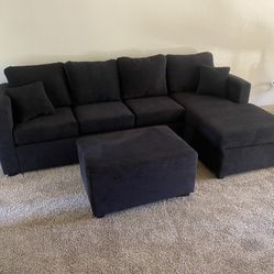 Black Sectional With Ottoman ‼️different Colors Available ‼️