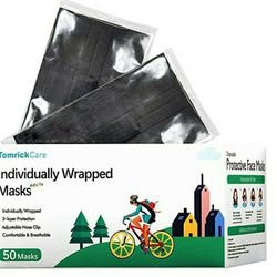 50 PCS Black Disposable Face Mask- Individually Wrapped, Breathable, Melt-Blown Fabric 3 Layer Face Mask
