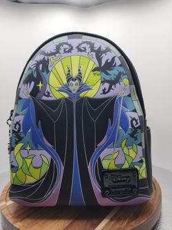 # 🐉💚 NWT Loungefly x Disney Maleficent Stained Glass Mini Backpack – Entertainment Earth Exclusive! 💚🐉#