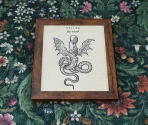 Framed Vintage Renaissance Occult Creature Parchment Art Print (8x10)