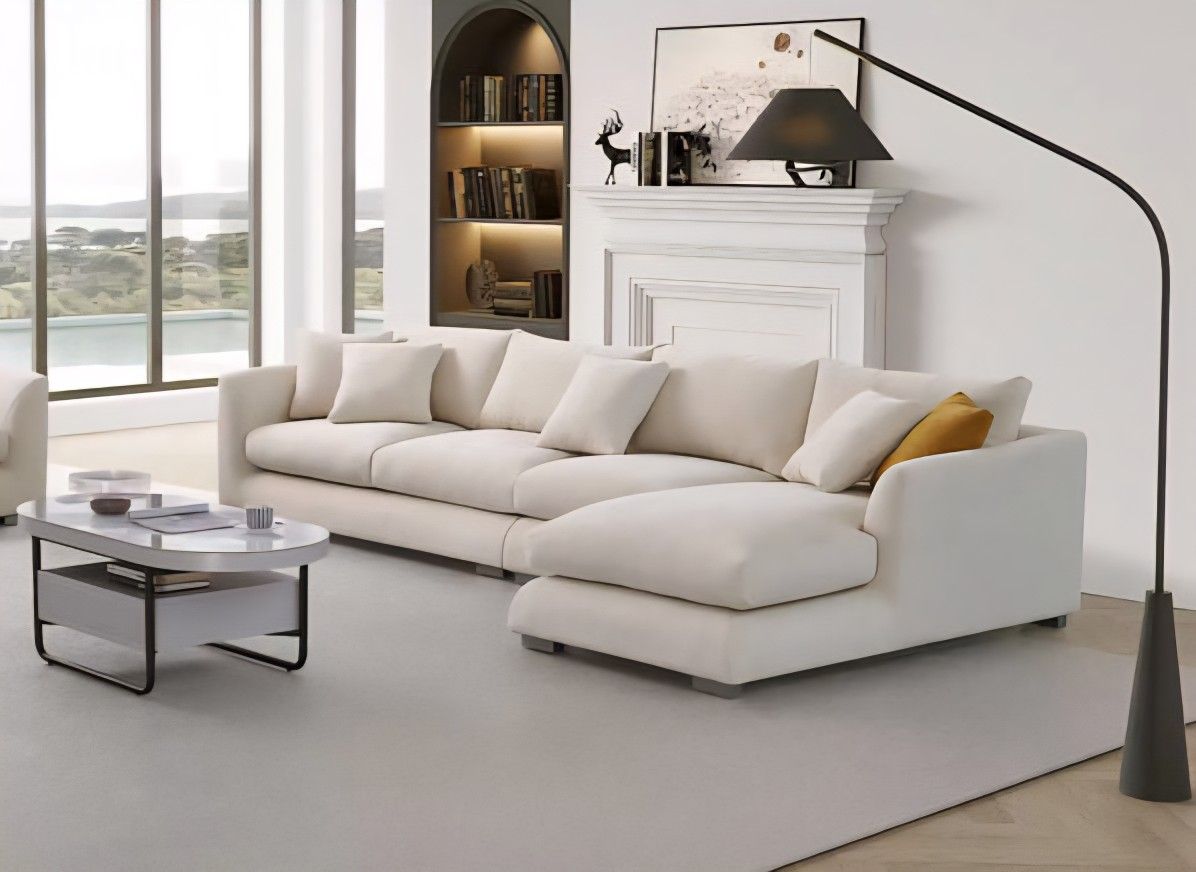 Sectional Sofa Beige Fabric, New Especial Price