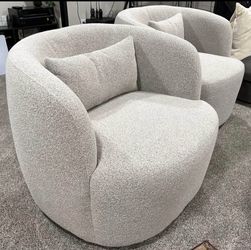 Pottery barn chenille fabric modern style accent chairs