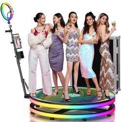 360 Photo Booth for 5 People with Glass Stage 360 Photobooth Machine with APP/Remote Cotrol 360Photo Booth for Parties