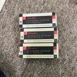 (3 Boxes) Swingline Standard Staples 1/4" Length 210/Strip 5000/Box #74711-35108. One box has some missing see pics
