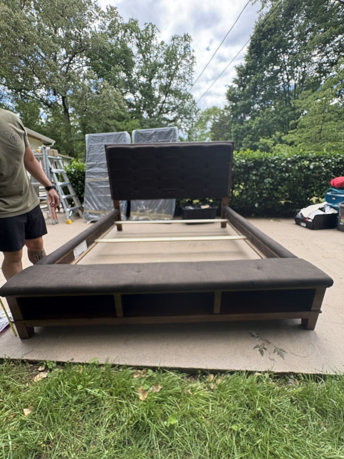 King Padded Bed Frame With Box Spring