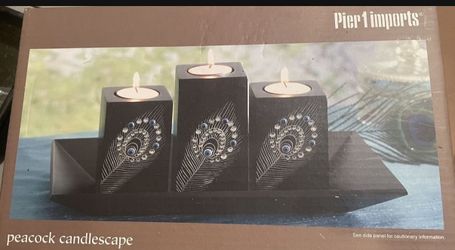 Peacock Tea Light candles and tray-BRAND NEW