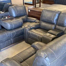 New Set Sofa 3 Pc Recliner Usb Charge Ready To Deliver Free Deliver Easy Finance