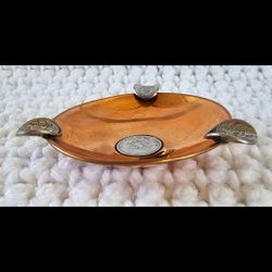 Vintage Handmade Brass Coin Ashtray Republica De Chile 