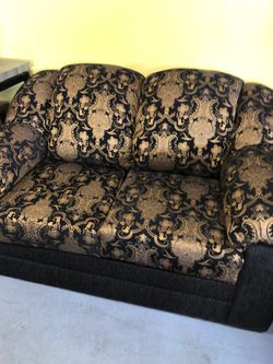 couch and loveseat Black and goldAnd we have all blacks all brown and all red couch and love seat sets $550