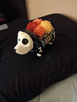 Day of the Dead Ceramic Dog Figurine