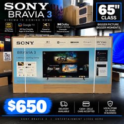 Sony Bravia 3 65-Inch 4K SMART TV BRAND NEW