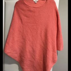 Ann Taylor LOFT Outlet Poncho Sweater Top - CORAL;  1 Size. NWT