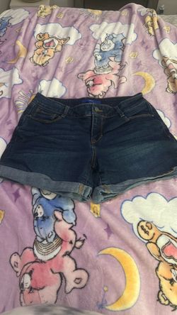Dark Wash Denim Jean Shorts with Cuffed Hem