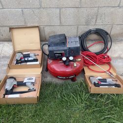 Porter Cable 6 Gal Air Compressor + 3 Nail Gun Kit