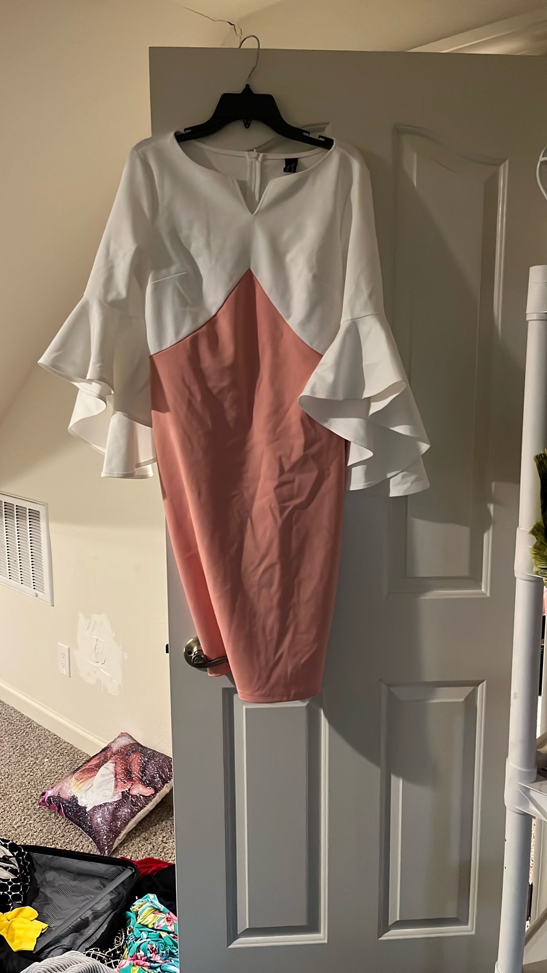 pink and white dress