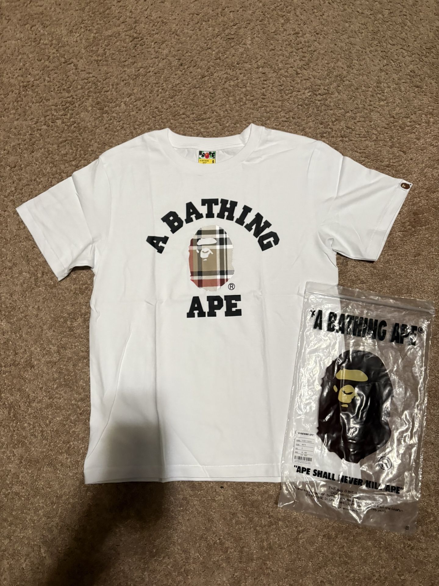 Bathing Ape Burberry Tee Shirt Size Small