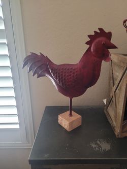 Metal Rooster with Base