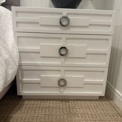 Bedroom Set- Custom White lacquer Side Tables & Dresser