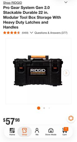 Rigid Pro Gear System stackable 22” Tool Box