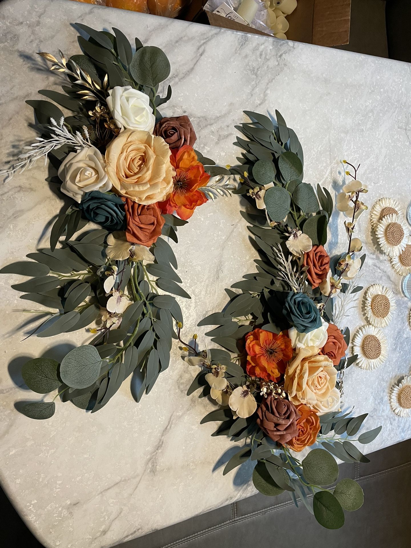 Flower Arrangements Ivory White Eucalyptus Terracotta Burnt Orange