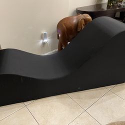 Chaise Lounge Curved Sofa Chair Black Fabric