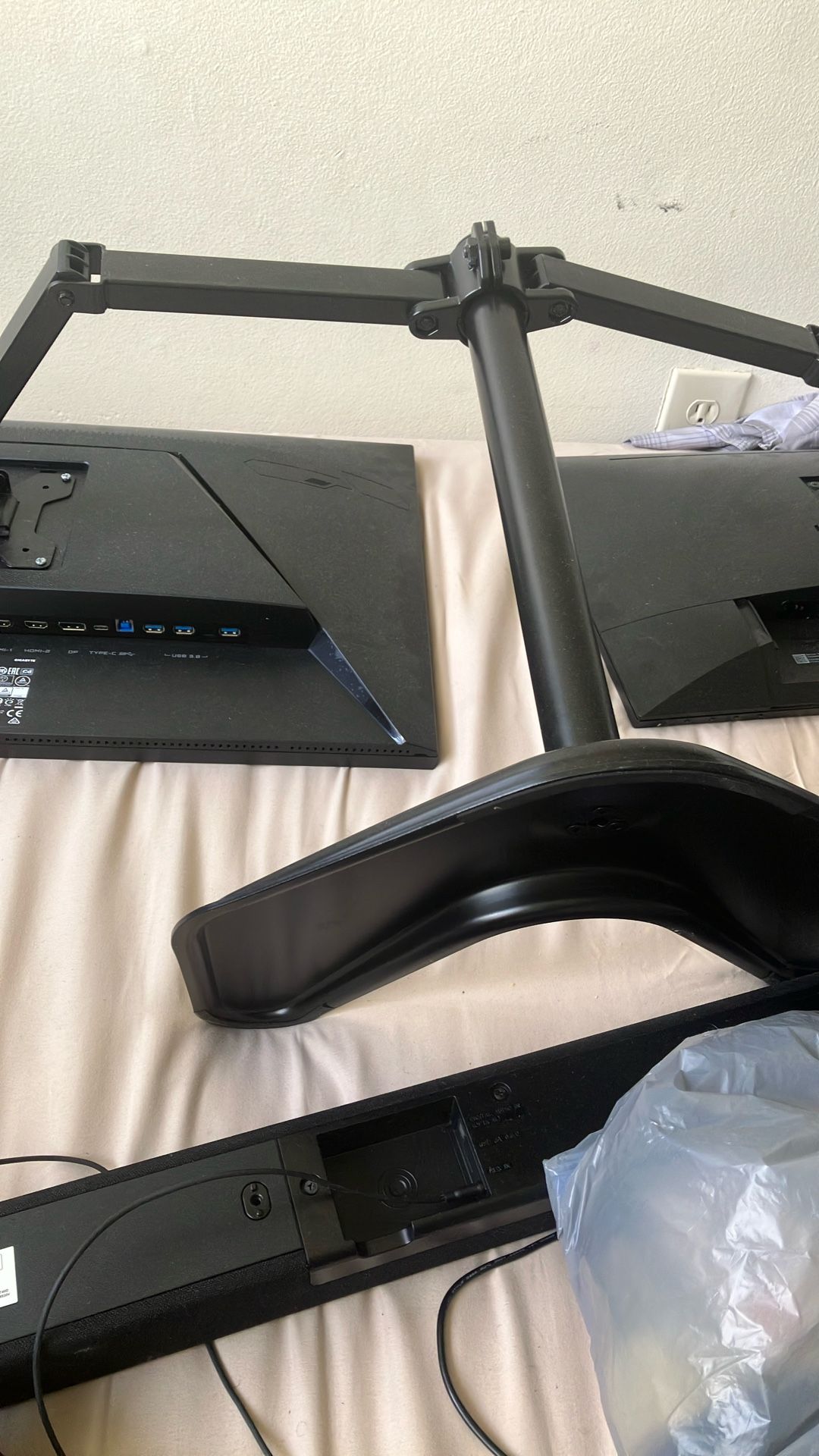 Two PC Monitors With Dual Stands. One Touch/1080p And One 4k/120hz