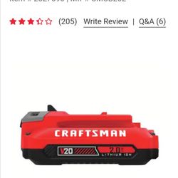 Craftsman 20v  2.0 Amp Battery
