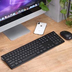 Wireless Keyboard Mouse Combo, Z-LITONG 2.4GHz Ultrathin Full-Size 109 Keys Keyboard and Ergonomic 3 Level Del Adjustable Silent Mouse with USB Receiv