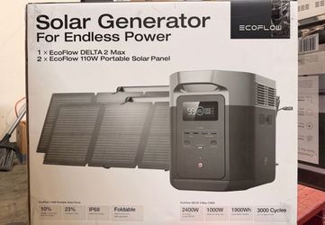 3400-Watt EcoFlow DELTA 2 Max Portable Power Station With X Boost Technology + 2 pcs 110W Solar Panel Brand New In Box