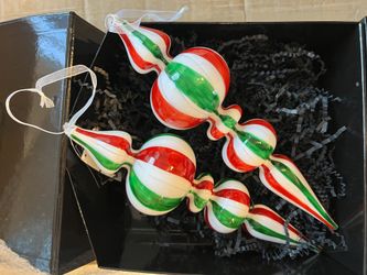 New Robert Stanley Candy Cane Icicle Ornament set 