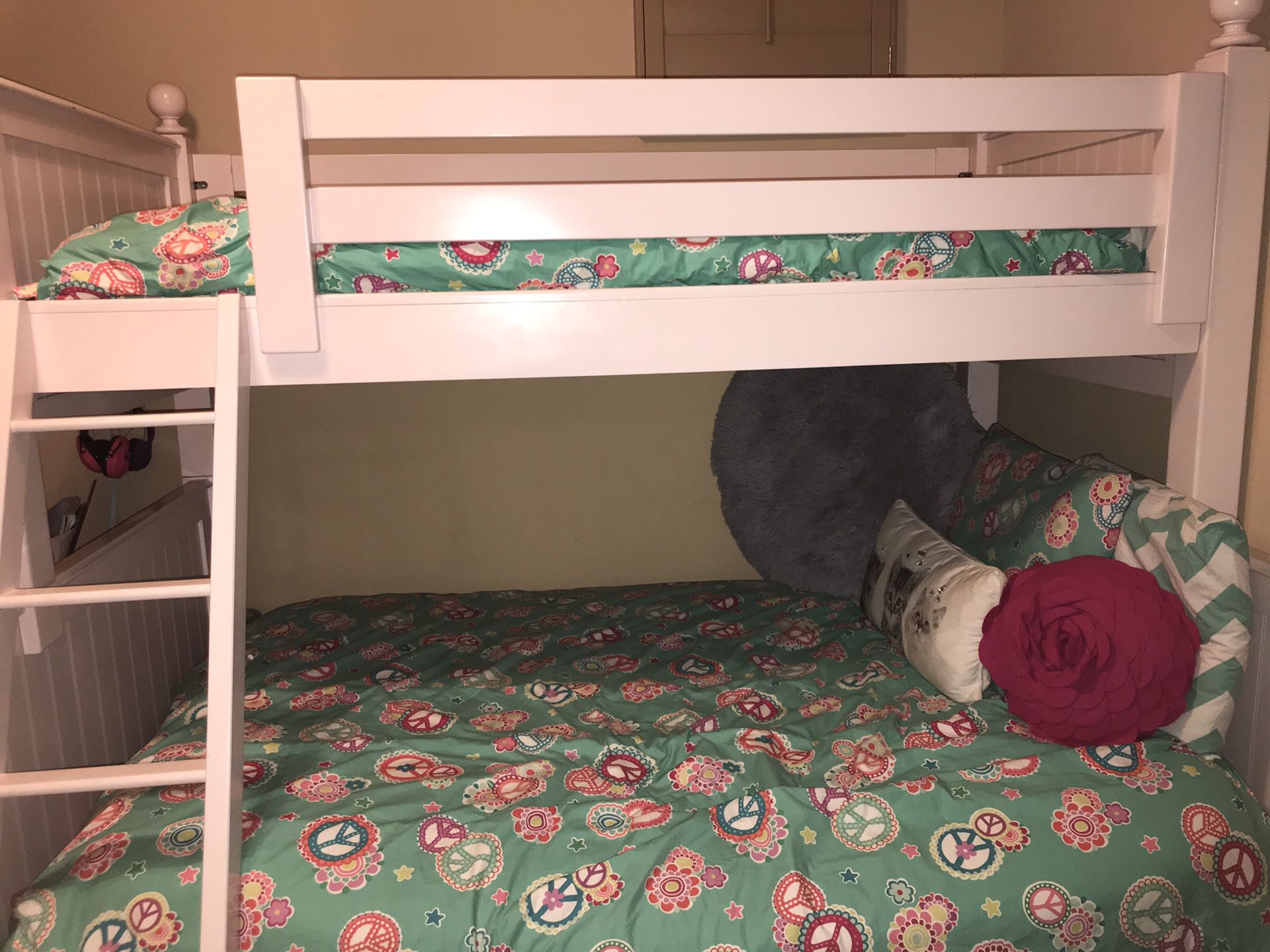 Pink Twin over Full Bunk beds