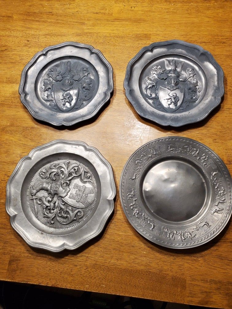 Vintage Pewter Wall Plates