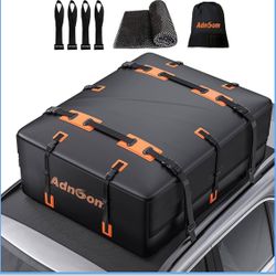 21 Cubic Car Luggage Carrier Roof Bag, ADNOOM Waterproof Rooftop Cargo Carrier, Tearproof Roof Luggage Carrier for Long Trip, Weatherproof Soft-Shell 