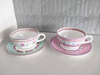 4pc Fine Bone China Coffee Cup & Saucer Set