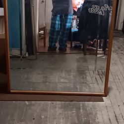 Nice Large Wood Frame Mirror 38  1/2 " Wide  42" Long Must Pick Up 