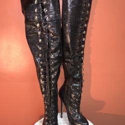 Over The Thigh Tall Faux Leather Boots 7/7.5