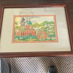 Framed Russian Watercolor
