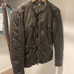 Diesel Genuine Leather  Motorcycle Jacket Size Small Dark Brown 