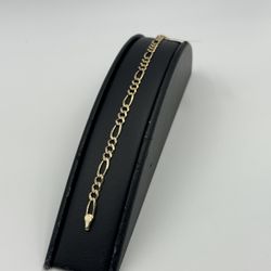 14KT YELLOW GOLD 7” FIGARO LINK BRACELET 5.3GR 4.75MM