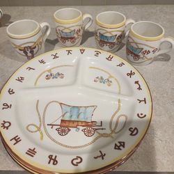 Antique Cowboy Plates And Mugs