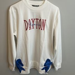 Women’s Size M Dayton Flyers Embroidered Sweatshirt with Sequin Bows, NEW