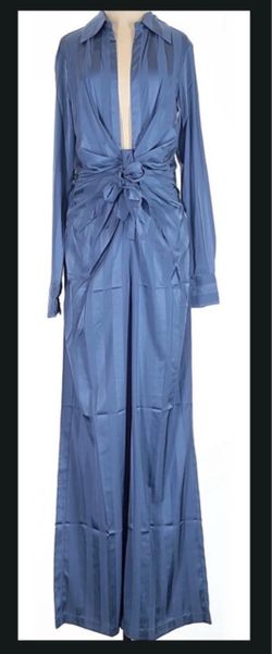 Choosy Lafayette Jumpsuit – Slate Blue Striped – Size 0