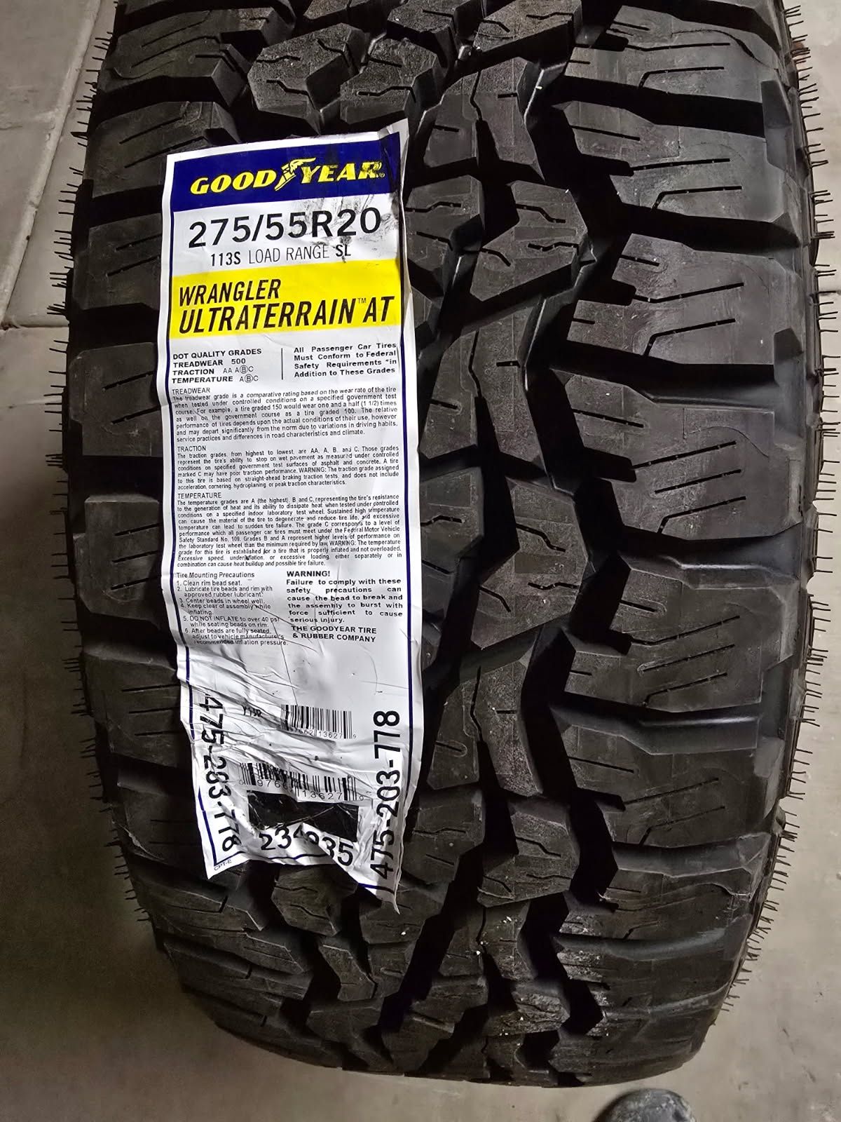 Two New Goodyear Wrangler Tires
