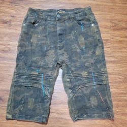 G-115 Boys Size 18 Kids Camouflage Cargo Distressed Paint Splatter Shorts