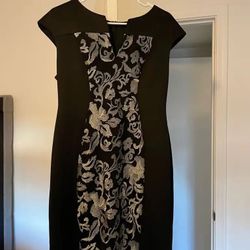 Women’s 8 Petite black & silver dress , worn once
