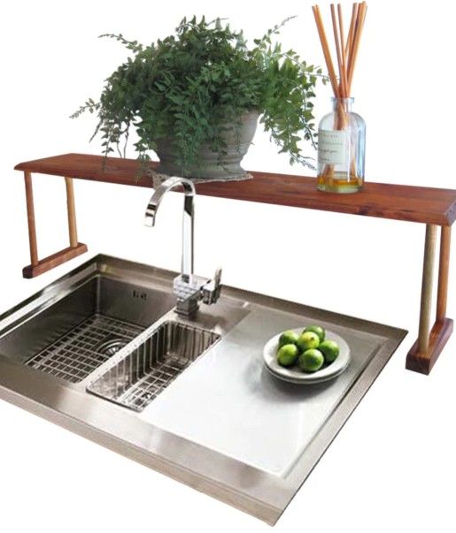 Home Basics Pine Over-the-Sink Shelf, Storage Rack