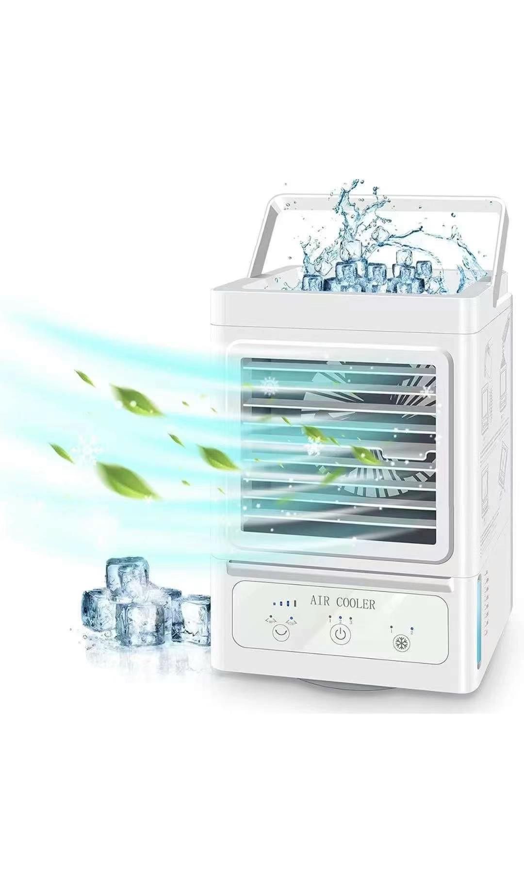 Personal Air Cooler, 5000mAh Rechargeable Battery Operated 60°&120° Auto Oscillation, Portable Air Conditioner Fan with 3 Wind Speeds & 2 Refrigeratio